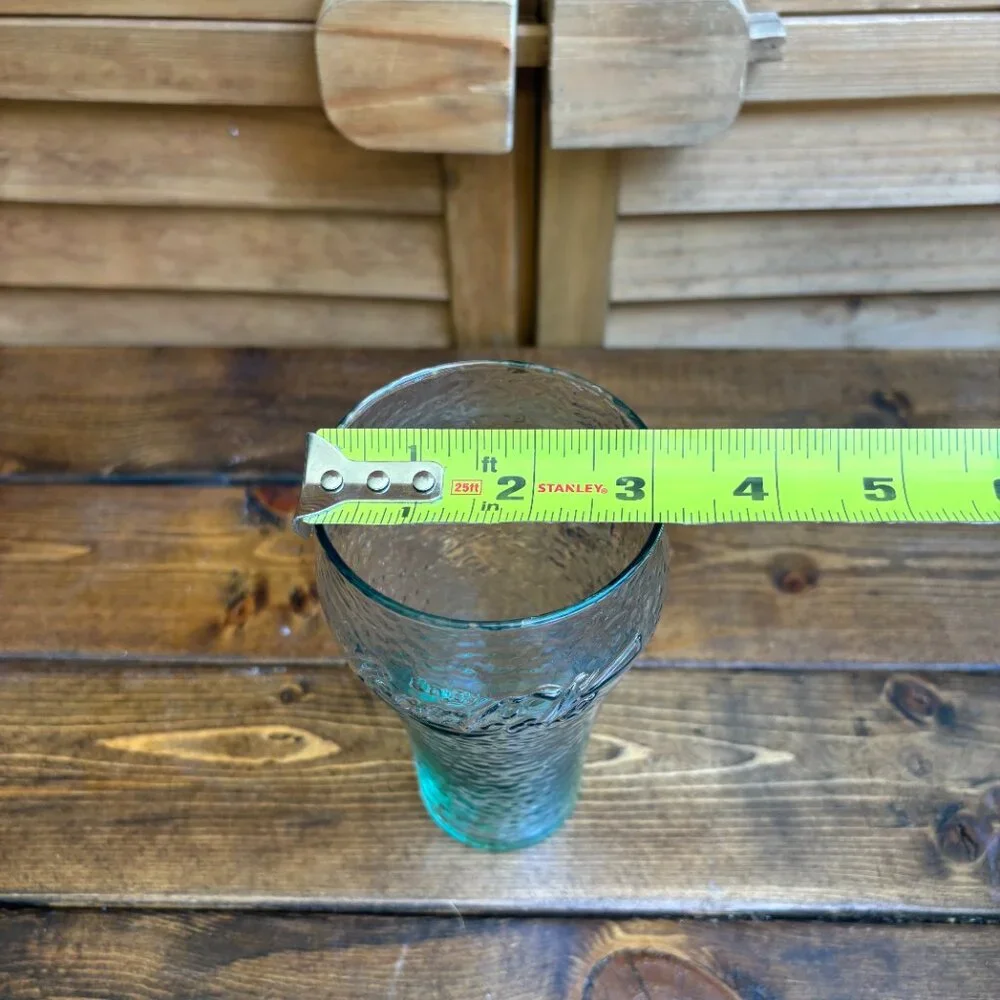 Coca-Cola Textured Green Glasses – Set of 2 – Vintage Contour‎ Style